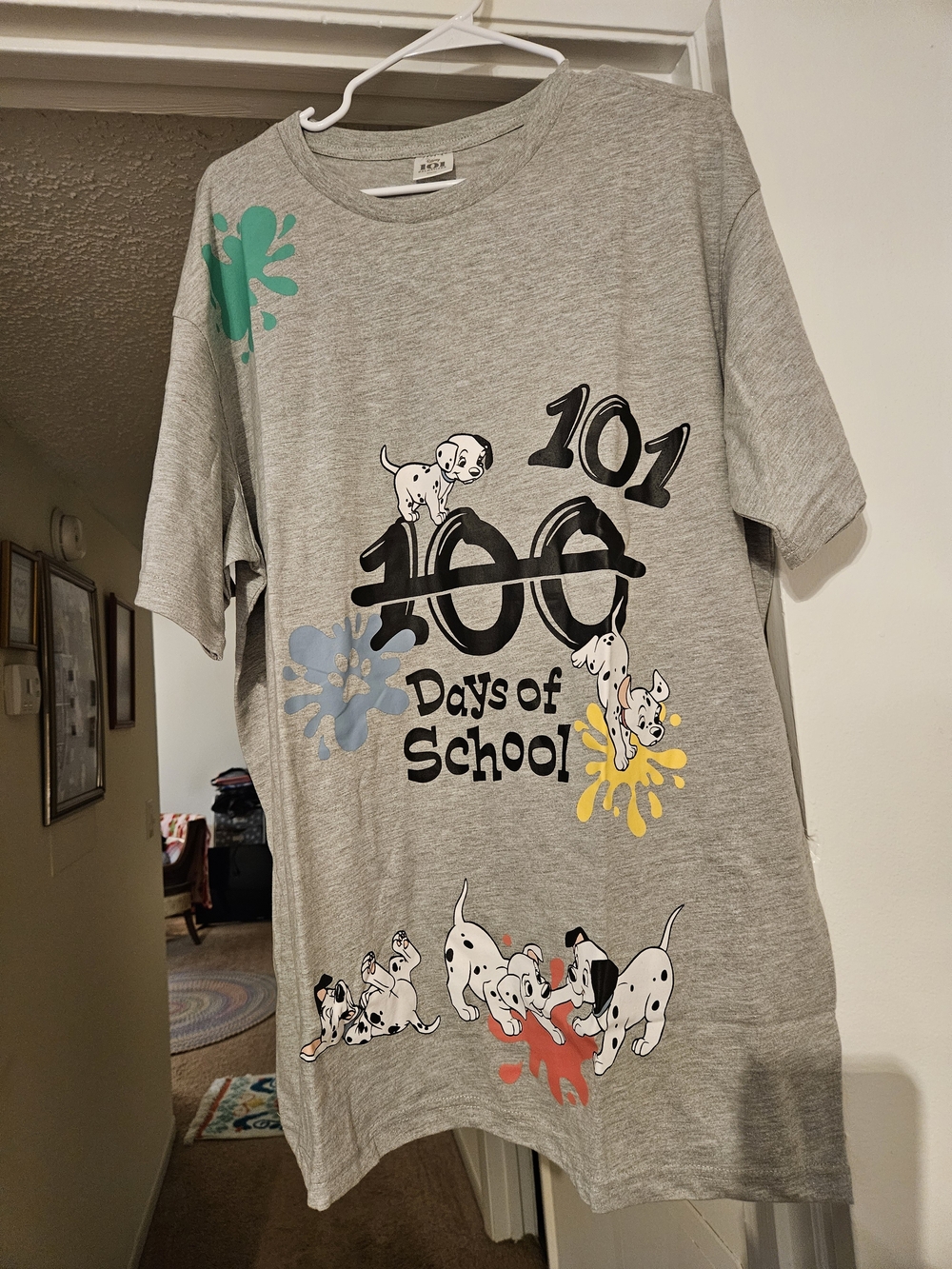 Disney Gray 101 Days of School Dalmatian Graphic Tee with Color Splashes